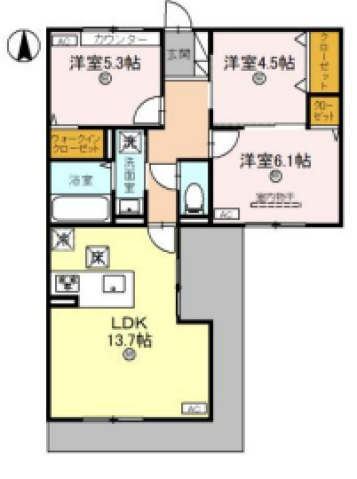 葛城市北花内のアパートの間取り