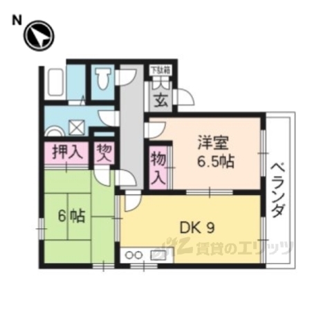 京都市伏見区淀際目町のマンションの間取り