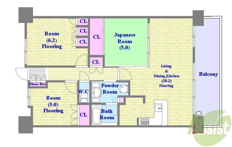 神戸市須磨区松風町のマンションの間取り