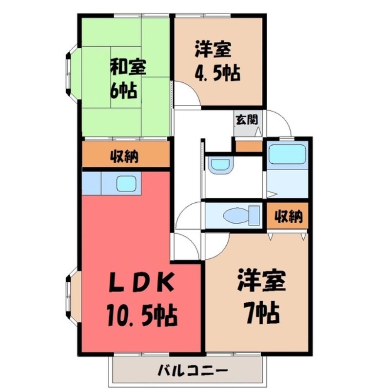 宇都宮市平松本町のアパートの間取り