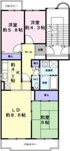 宝塚市小林のマンションの間取り