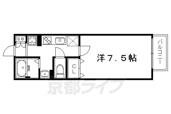 京都市左京区松ケ崎芝本町のアパートの間取り