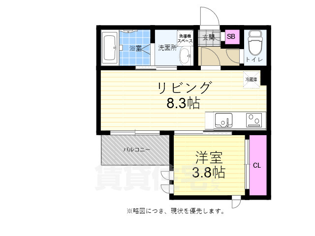 広島市中区江波本町のアパートの間取り