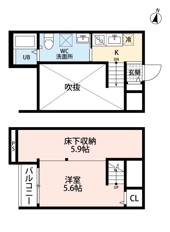 熊本市中央区琴平のアパートの間取り