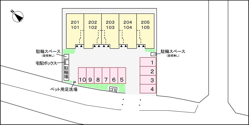 【越谷市大字大道のアパートの駐車場】