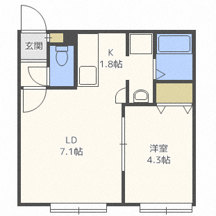 札幌市東区本町二条のアパートの間取り