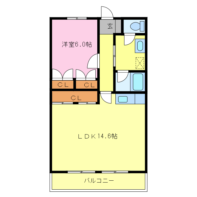 さくら市卯の里のマンションの間取り