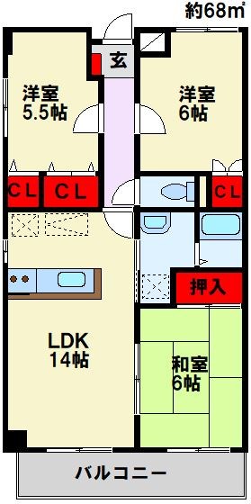 北九州市八幡西区相生町のマンションの間取り