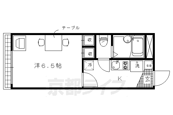 京都市北区西賀茂鹿ノ下町のアパートの間取り