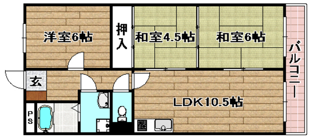 高槻市赤大路町のマンションの間取り