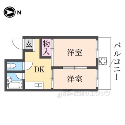 京都市右京区太秦中筋町のマンションの間取り