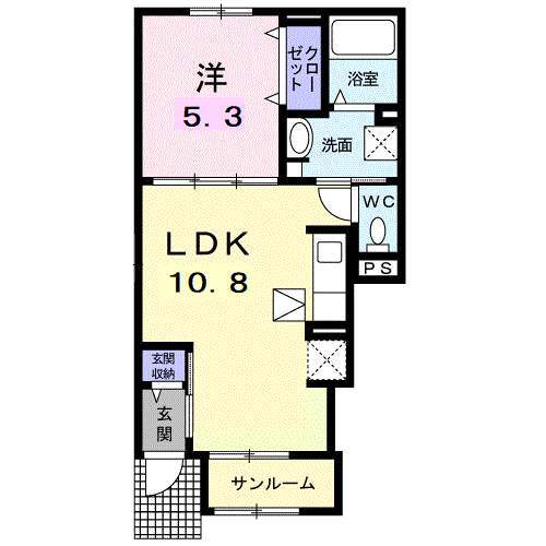 西村山郡河北町谷地所岡のアパートの間取り