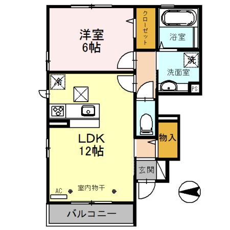 埼玉県川越市大字小ケ谷（アパート）の賃貸物件の間取り