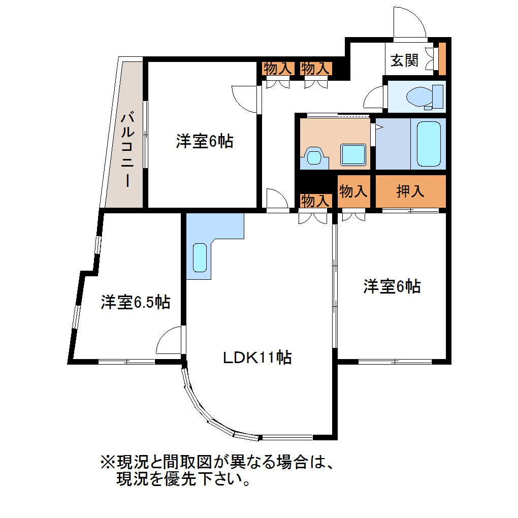 郡山市香久池のマンションの間取り