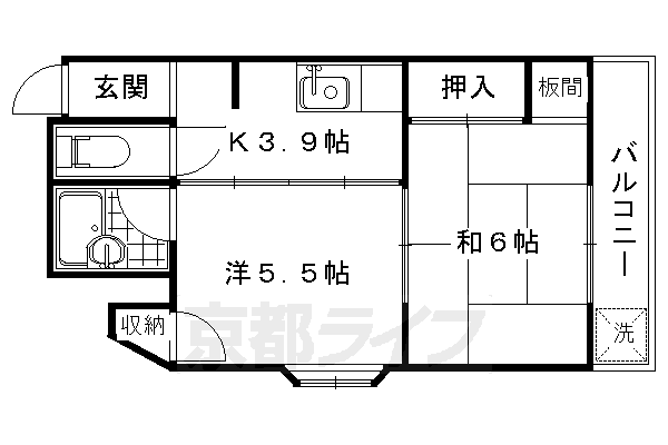 京都市右京区西院春栄町のマンションの間取り