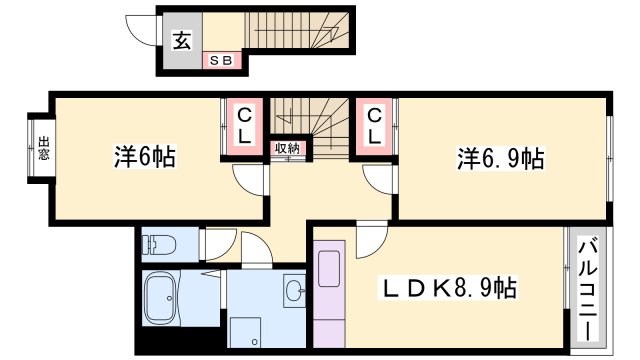 加東市南山のアパートの間取り