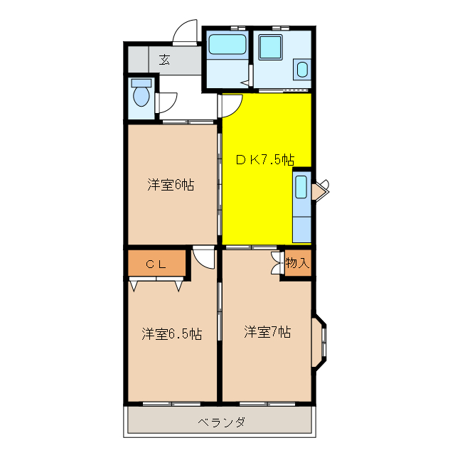 岐阜市都通のマンションの間取り