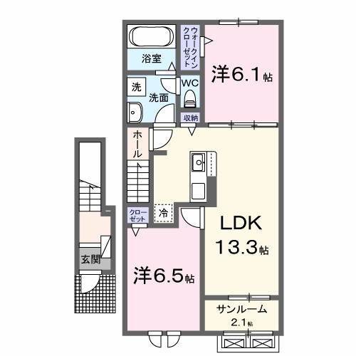 境港市外江町のアパートの間取り