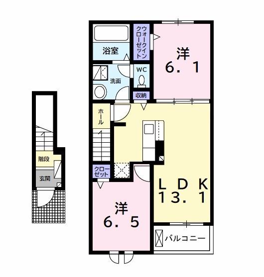 館山市下真倉のアパートの間取り