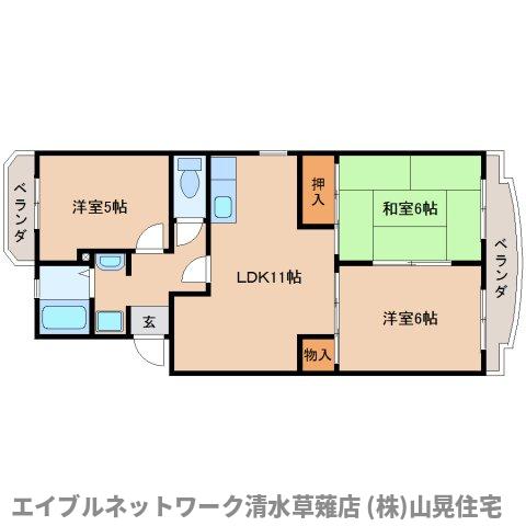 静岡市葵区瀬名のマンションの間取り