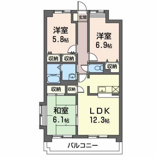 岡崎市北本郷町のマンションの間取り