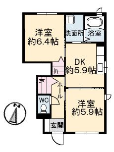 徳島市論田町のアパートの間取り