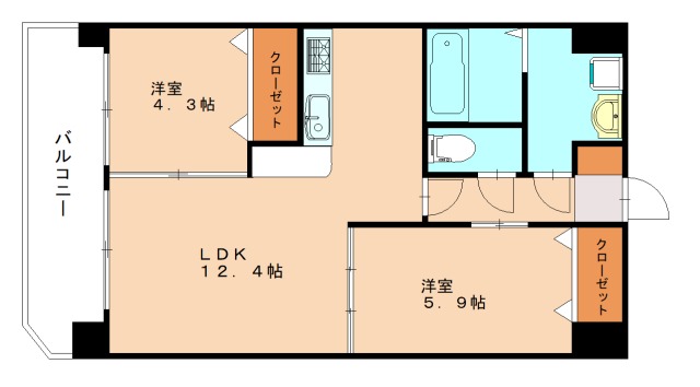 北九州市小倉北区清水のマンションの間取り