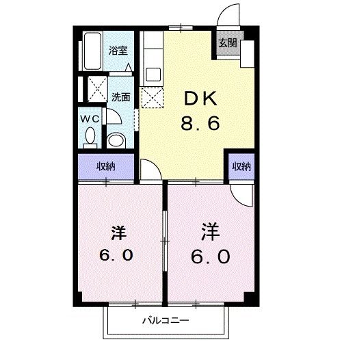 指宿市十二町のアパートの間取り