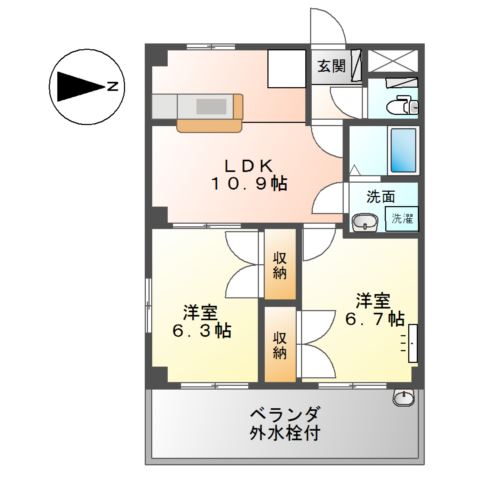 小田原市東町のマンションの間取り