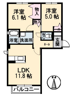 【岡山市東区金岡東町のアパートの間取り】