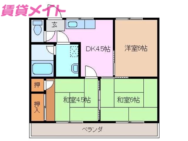 鈴鹿市安塚町のマンションの間取り