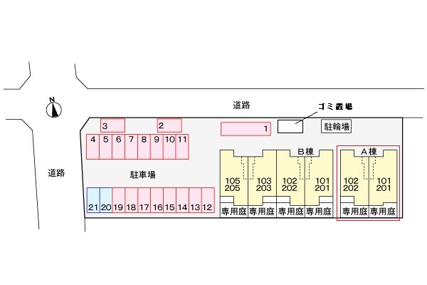 【蒲郡市水竹町のアパートの駐車場】