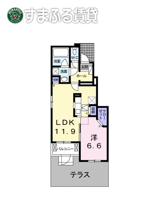 蒲郡市水竹町のアパートの間取り