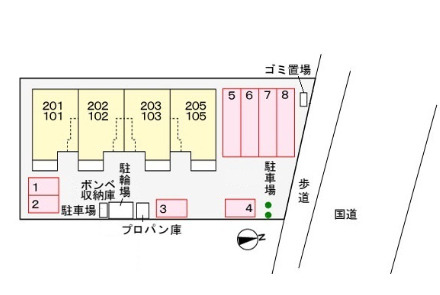 【カーサ・ソレイユの駐車場】