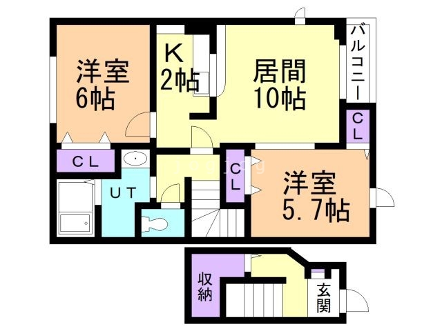 札幌市北区屯田六条のアパートの間取り