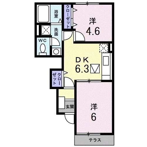 【大川市大字荻島のアパートの間取り】