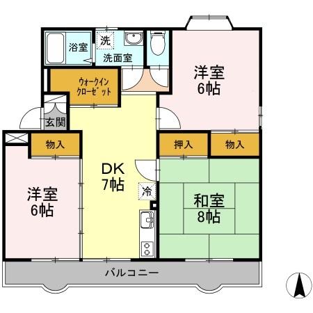 平塚市纒のアパートの間取り