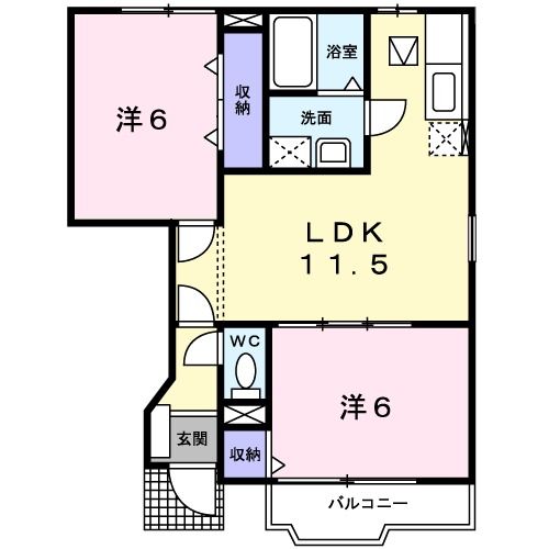 泉南市男里のアパートの間取り
