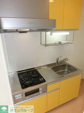 キッチン　グリル付き２口システムキッチン