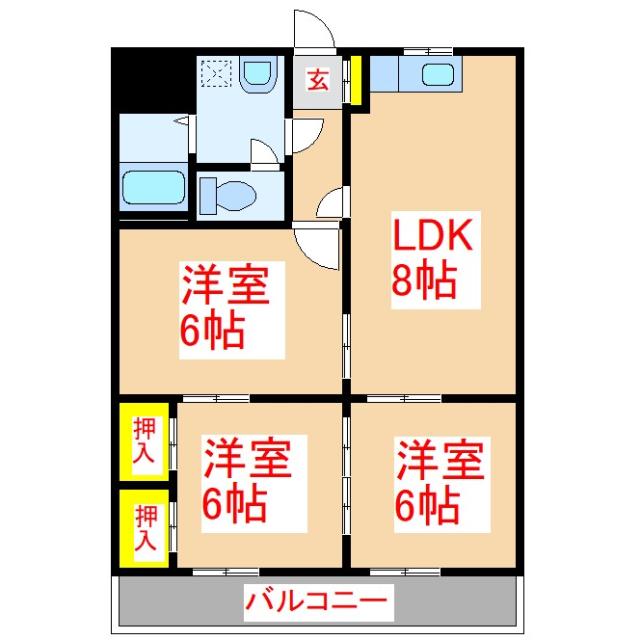 ＪＲ日豊本線 隼人駅 徒歩38分 4階建 築35年の間取り写真
