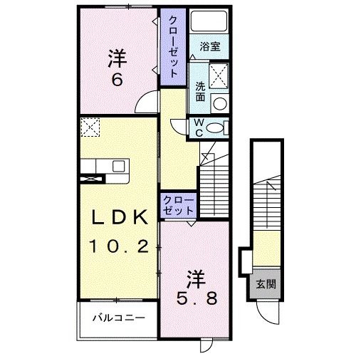 舞鶴市字吉野のアパートの間取り