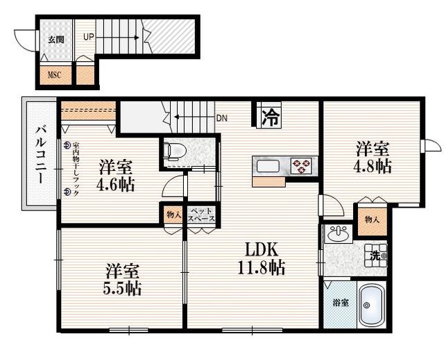 （仮称）南花畑２丁目メゾンの間取り