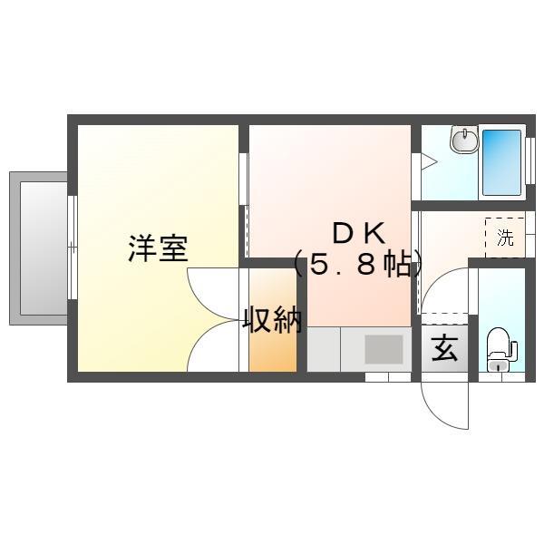 阿久根　１ＤＫ　風テラス付近の間取り