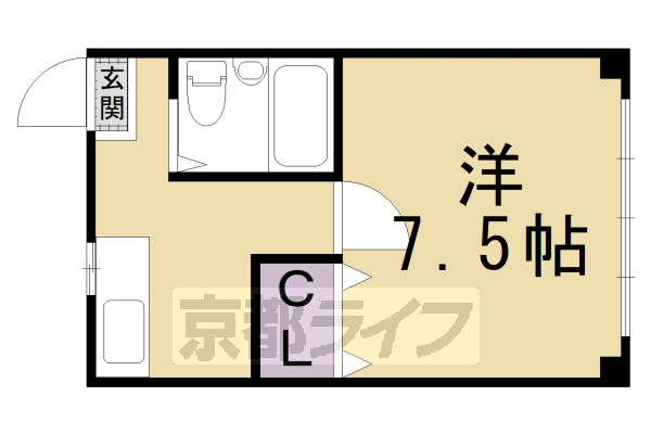 京都市左京区静市市原町のマンションの間取り