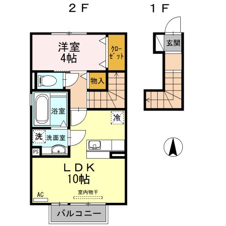 各務原市鵜沼西町のアパートの間取り