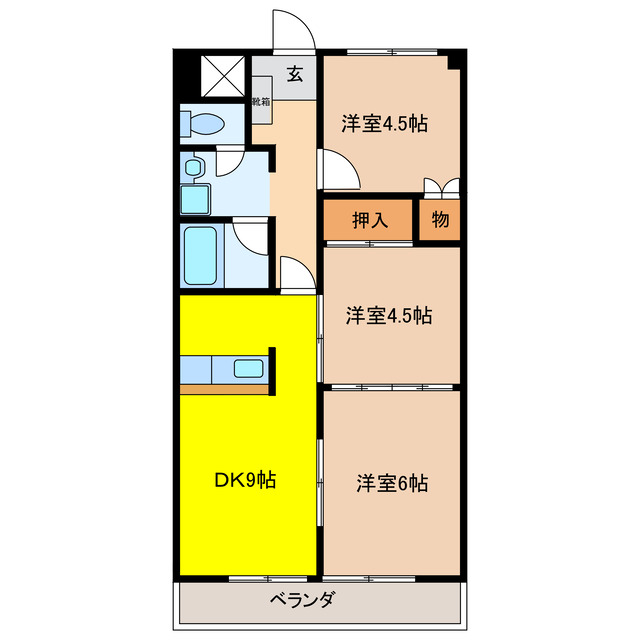 大垣市三本木のマンションの間取り