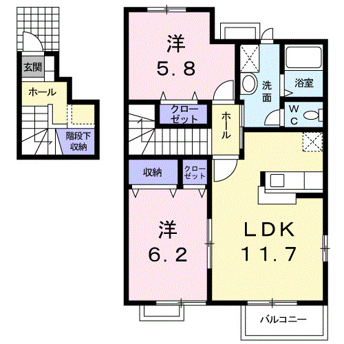 二本松市表のアパートの間取り