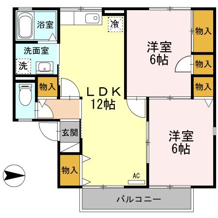 新発田市新栄町のアパートの間取り