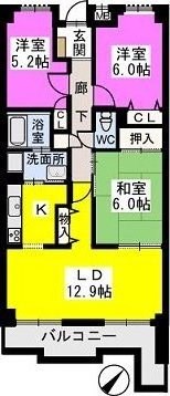 福岡市東区和白丘のマンションの間取り