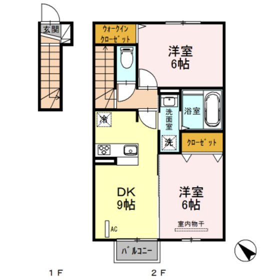 郡山市水門町のアパートの間取り